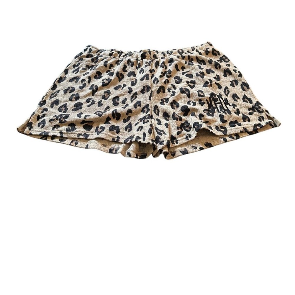 MarleyLilly Terry Lounge Shorts Leopard Print Elastic Waist Casual XL NWT
